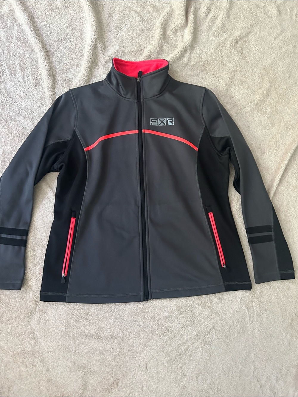 Women's Black Softshell Ski Jacket with Pink Trim